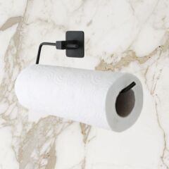 KanguruMarkt® Kendiliğinden Yapışkanlı Siyah Paslanmaz Metal Rulo Havluluk Aparat