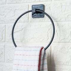 KanguruMarkt® Kendiliğinden Yapışkanlı Siyah Paslanmaz Metal Yuvarlak Havluluk