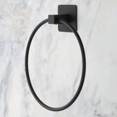 KanguruMarkt® Kendiliğinden Yapışkanlı Siyah Paslanmaz Metal Yuvarlak Havluluk