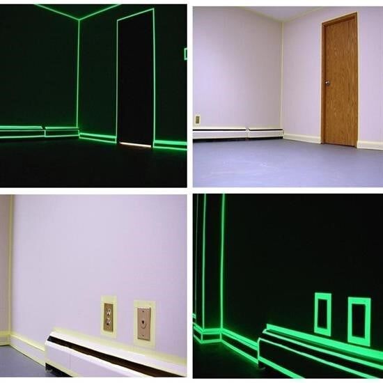 KanguruMarkt® Karanlıkta Işık Veren  Yansıyan 4 Metre Fosforlu Yeşil Şerit Bant