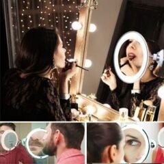 360° Döner Esnek Makyaj Aynası – 10X Büyüteçli