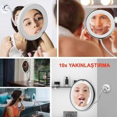 360° Döner Esnek Makyaj Aynası – 10X Büyüteçli