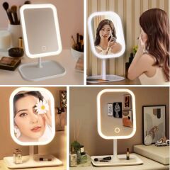 Dokunmatik LED Işıklı Kare Makyaj Aynası Altı Organizer