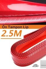 KanguruMarkt® Kırmızı Renkli 2,5 Metre Araba Oto Ön Tampon Koruyucu Kauçuk Pratik Tampon Şerit Bant Döşeme