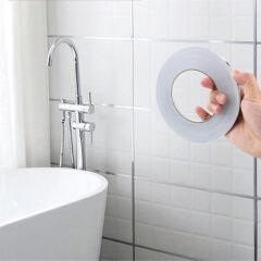 KanguruMarkt® 50 Metre Fayans Arası Şerit Dekoratif Yapışkan Renkli Dekor Su Geçirmez Sızdırmaz Gümüş Bant