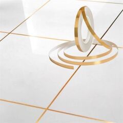 KanguruMarkt® 50 Metre Fayans Arası Şerit Dekoratif Yapışkan Renkli Dekor Su Geçirmez Sızdırmaz Altın Bant