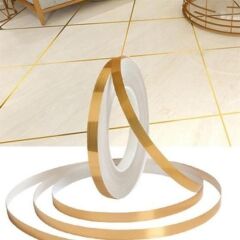 KanguruMarkt® 50 Metre Fayans Arası Şerit Dekoratif Yapışkan Renkli Dekor Su Geçirmez Sızdırmaz Altın Bant