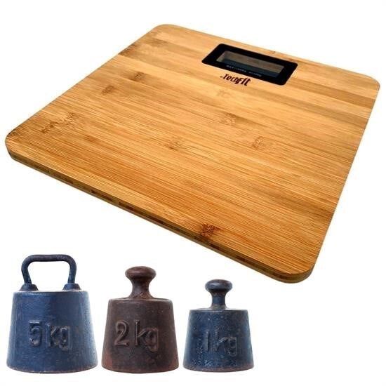 KanguruMarkt® Techfit Bambu Banyo Baskülü Yüksek Hassasiyetli Darbelere Dijital Dayanıklı Terazi Tf 1065 M