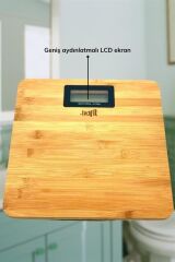 KanguruMarkt® Techfit Bambu Banyo Baskülü Yüksek Hassasiyetli Darbelere Dijital Dayanıklı Terazi Tf 1065 M