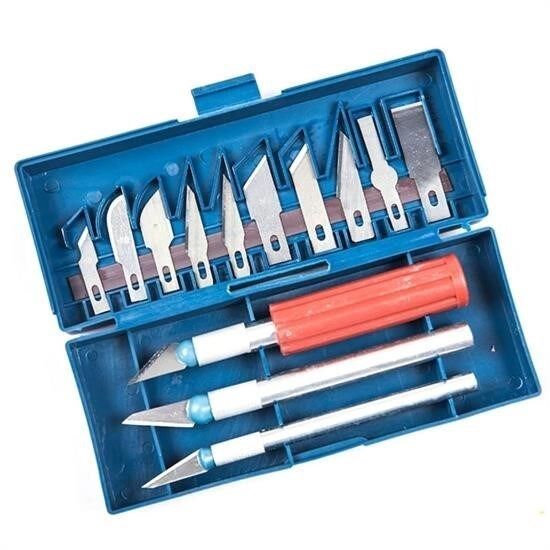 KanguruMarkt® Zanaat 16 Parça Hobi Gravür Ahşap Heykel Çömlek Oyma Şekil Verme 13 Maket Bıçak Neşter Seti