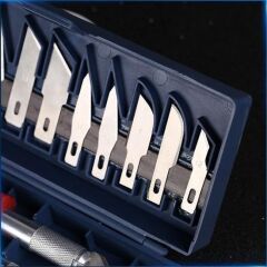 KanguruMarkt® Zanaat 16 Parça Hobi Gravür Ahşap Heykel Çömlek Oyma Şekil Verme 13 Maket Bıçak Neşter Seti