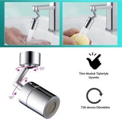 KanguruMarkt®  720 Derece Dönebilen 4 Filtreli Tüm Musluk Tipleri İle Uyumlu Montaj Aparatlı Musluk Başlık