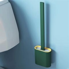 KanguruMarkt® Duvara Monte Edilebilir Kapaklı Askılı Klozet Yumuşak Silikon Başlıklı Tuvalet Fırçası Seti