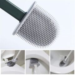 KanguruMarkt® Duvara Monte Edilebilir Kapaklı Askılı Klozet Yumuşak Silikon Başlıklı Tuvalet Fırçası Seti