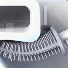 Duvara Monte Edilebilir Kapaklı Silikon Başlıklı Tuvalet Fırçası Seti