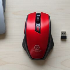 Kırmızı Renkli Baş Parmak Destekli Sessiz Kablosuz Mouse