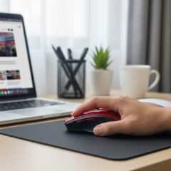 Kırmızı Renkli Baş Parmak Destekli Sessiz Kablosuz Mouse