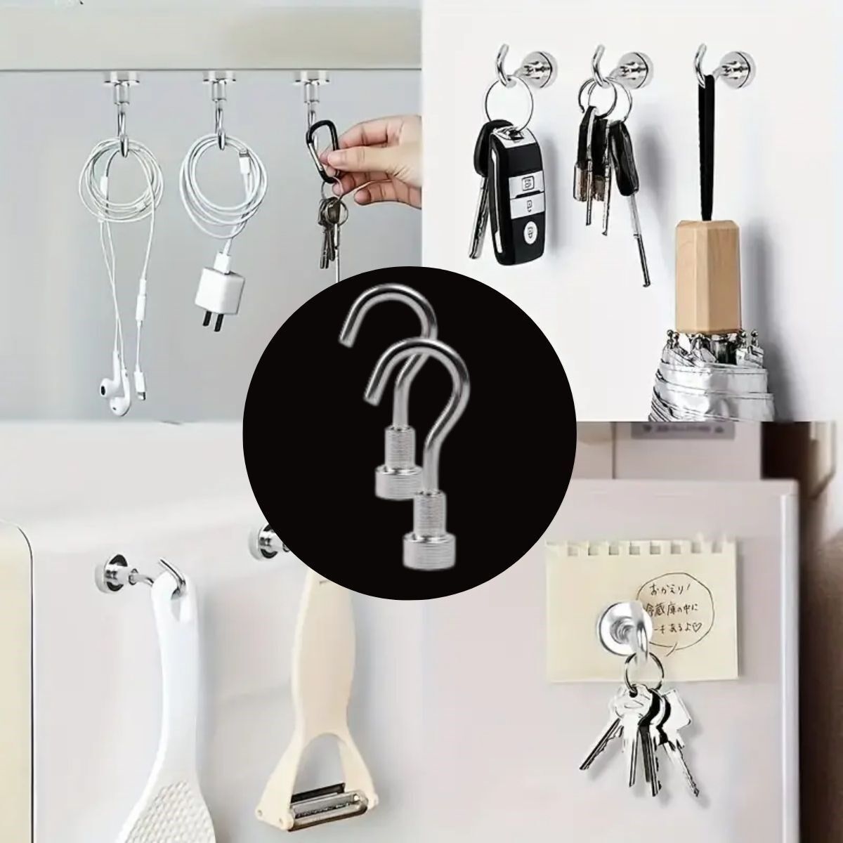 KanguruMarkt® Güçlü Manyetik Mutfak,Banyolar İçin Çok Amaçlı 2'li Magnet Askı