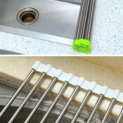 KanguruMarkt® Evye Üstü Katlanır Nihale Paslanmaz Çelik Pratik Sebze Meyve Bulaşık Kurutma Süzgeci