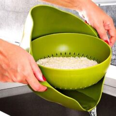 KanguruMarkt® Çok Amaçlı 360 Derece Dönebilir Pratik Hazneli Mutfak Süzgeç Elek