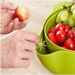 KanguruMarkt® Çok Amaçlı 360 Derece Dönebilir Pratik Hazneli Mutfak Süzgeç Elek