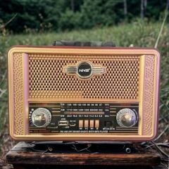 KanguruMarkt® Retro, Nostaljik, Ahşap Tasarım Bluetooth Hoparlörlü, Şarjlı, Taşınabilir Otantik Tasarımlı FM/AM Destekli Radyo NS8098