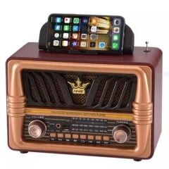 Büyük Boy Telefon Tutma Saplı Retro Bluetooth Hoparlörlü Radyo