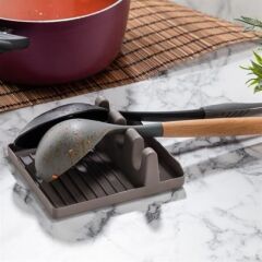 KanguruMarkt® Tencere Kapak Tutuculu Kaşıklıklı Tencere Kapak Standı Pratik Kaşık Kepçe Altlık Düzenleyici