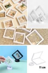 KanguruMarkt® 11x11cm Standlı 3D Takı Ziynet Hatıra Koleksiyon Saklama Kutusu Şeffaf Film Çerçevesi
