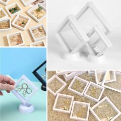 KanguruMarkt® 11x11cm Standlı 3D Takı Ziynet Hatıra Koleksiyon Saklama Kutusu Şeffaf Film Çerçevesi