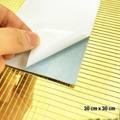 KanguruMarkt® Kare Gold Cam Mozaik Fayans Çıkartmaları El İşi Kare Cam Fayans Kendinden Yapışkanlı Aynalı Dekor Panel 30x30 Cm