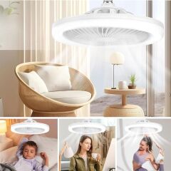 E27 Duylu 3 Farklı Işık 3 Fan Kumandalı Tavan Pervane Vantilatörü