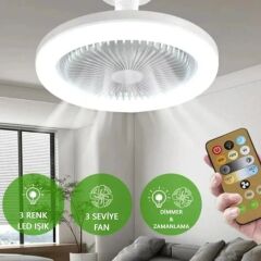 E27 Duylu 3 Farklı Işık 3 Fan Kumandalı Tavan Pervane Vantilatörü
