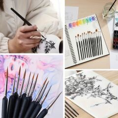 10 Adet Hobi ve Araba Rötuş Fırça Seti