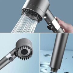 3 Kademeli Turbo Basınçlı Masaj Başlıklı Silikon Fırçalı Duş Başlığı