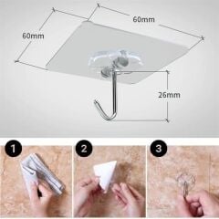 KanguruMarkt® Süper Güçlü Yapışkanlı Suya Dayanıklı Şeffaf Askı 5li Set Yeniden Kullanılabilir Kancalar