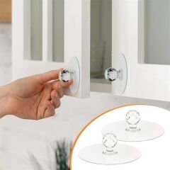 KanguruMarkt® 2 Adet Kristal Kendiliğinden Güçlü Yapışkanlı Kulp Askısı Tutma Kolu