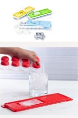 KanguruMarkt® 12li Kapaklı Yapışmaz Silikon Tabanlı Plastik Küp Buz Kalıbı