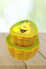 KanguruMarkt® 2'li İç İçe Geçebilen Armut Model Saklama ve Beslenme Kabı Seti (550 ml + 250 ml)