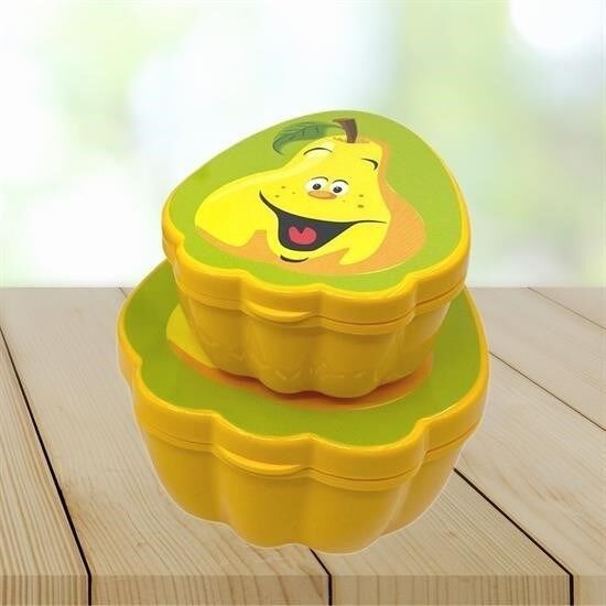 KanguruMarkt® 2'li İç İçe Geçebilen Armut Model Saklama ve Beslenme Kabı Seti (550 ml + 250 ml)