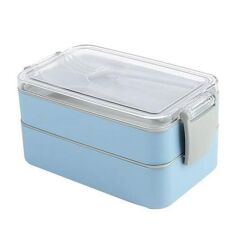 2 Bölmeli 900 ml Kapasiteli Çatal Kaşıklı Beslenme Kabı