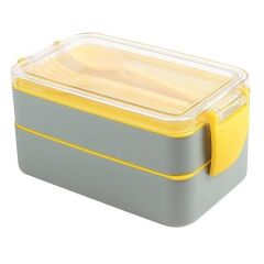 2 Bölmeli 900 ml Kapasiteli Çatal Kaşıklı Beslenme Kabı