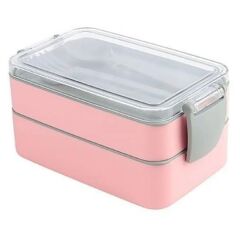 2 Bölmeli 900 ml Kapasiteli Çatal Kaşıklı Beslenme Kabı