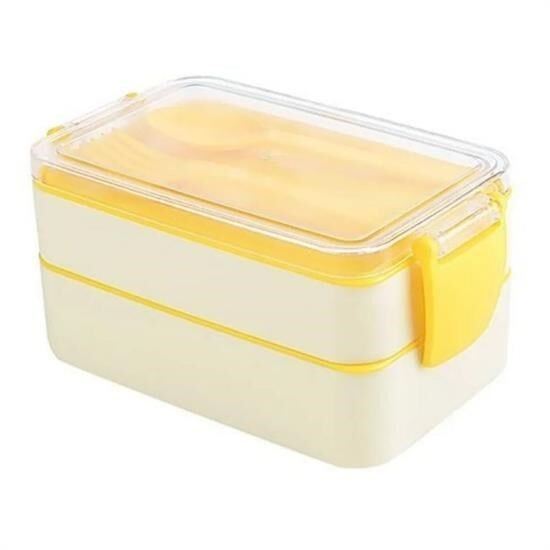 2 Bölmeli 900 ml Kapasiteli Çatal Kaşıklı Beslenme Kabı