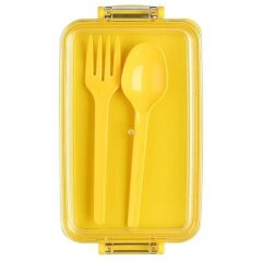 KanguruMarkt® 2 Bölmeli Çok Amaçlı 900 ml Kapasiteli Çatal Kaşıklı Dayanıklı Beslenme Kabı Yiyecek Kutusu