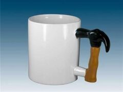 KanguruMarkt® İlginç Hediyelik Çekiç Kulplu Tasarımlı Seramik Kupa Bardağı