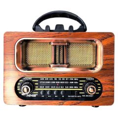 KanguruMarkt® Büyük Boy Retro, Nostaljik, Ahşap Tasarım Bluetooth Hoparlörlü, Şarjlı, Taşınabilir FM/AM Destekli Radyo NS-6635