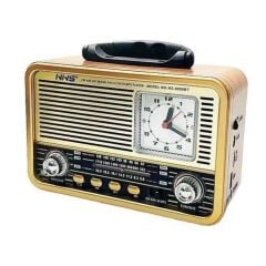 Orta Boy Saat Göstergeli Retro Bluetooth Hoparlörlü Radyo