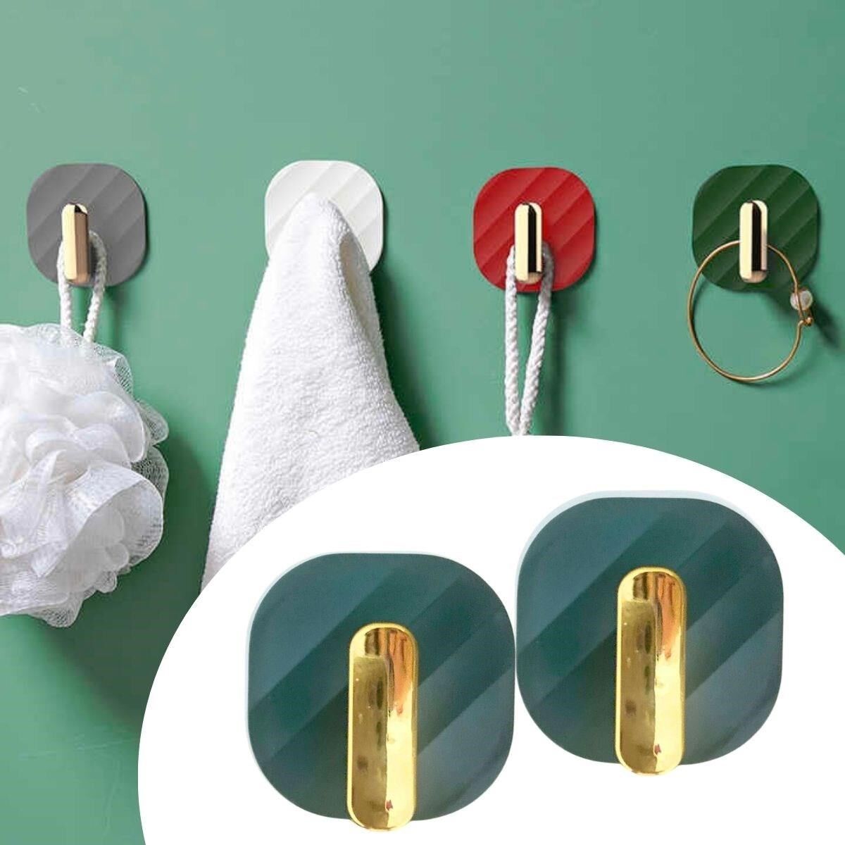 2li Yapışkanlı Retro Askılık Yeşil