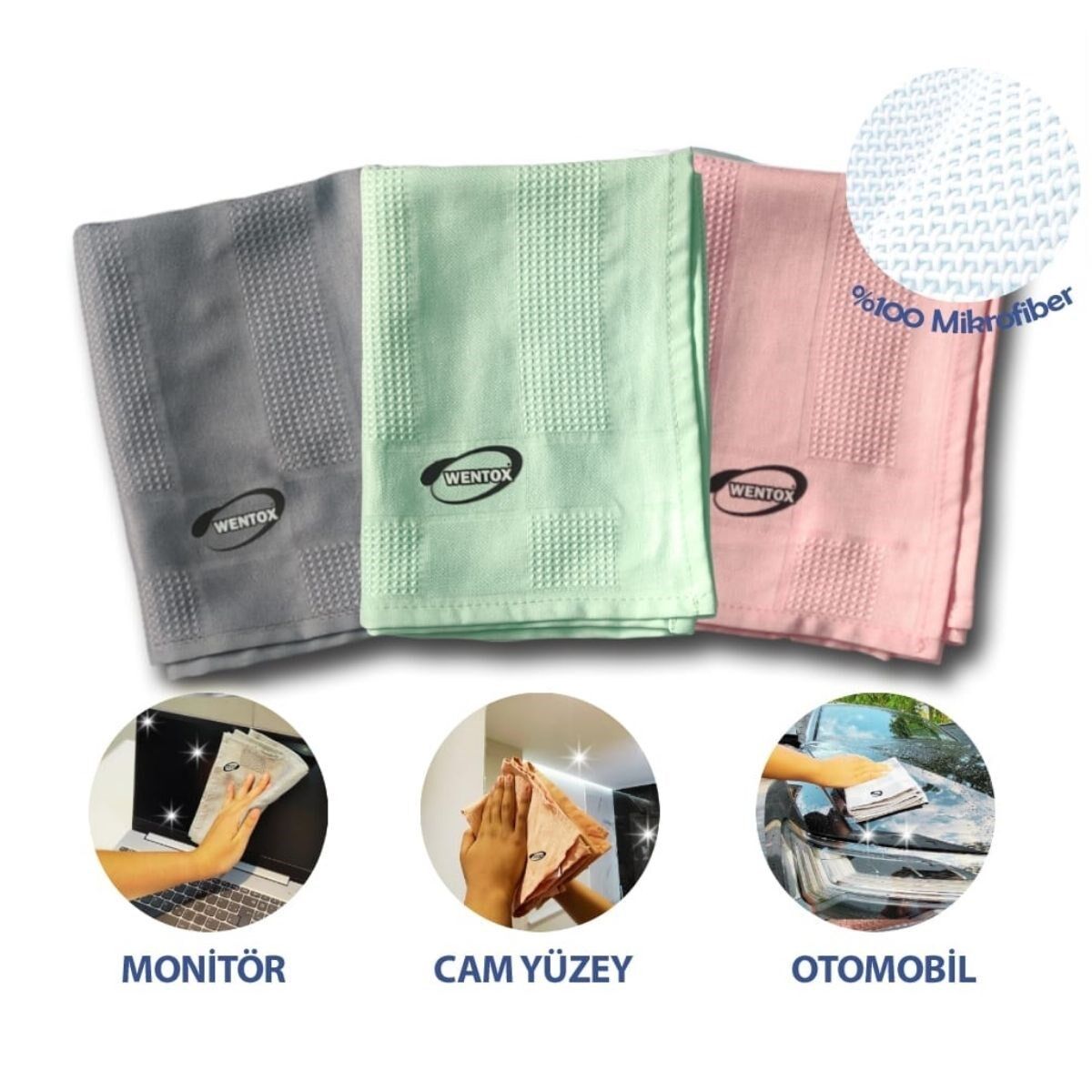 İz Bırakmayan Mikrofiber Temizlik Bezi 3'lü
